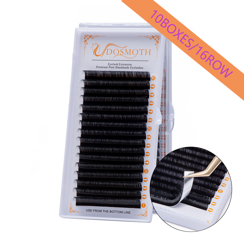 Eyelash Extension Human Hair - DOSMOTH 10 Boxes 16 Rows 7-16