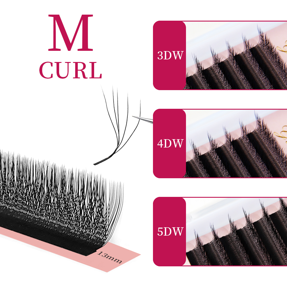 Goddess W3D 4D 5D M Curl Eyela - Eyelash Extension Human Hair 评论和价格