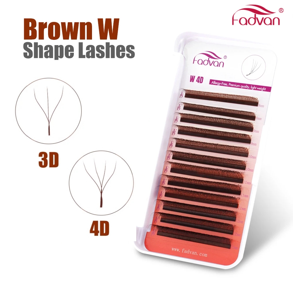 FADVAN Brown 3D/4D W Shape D C - Eyelash Extension Human Hair 评论和价格