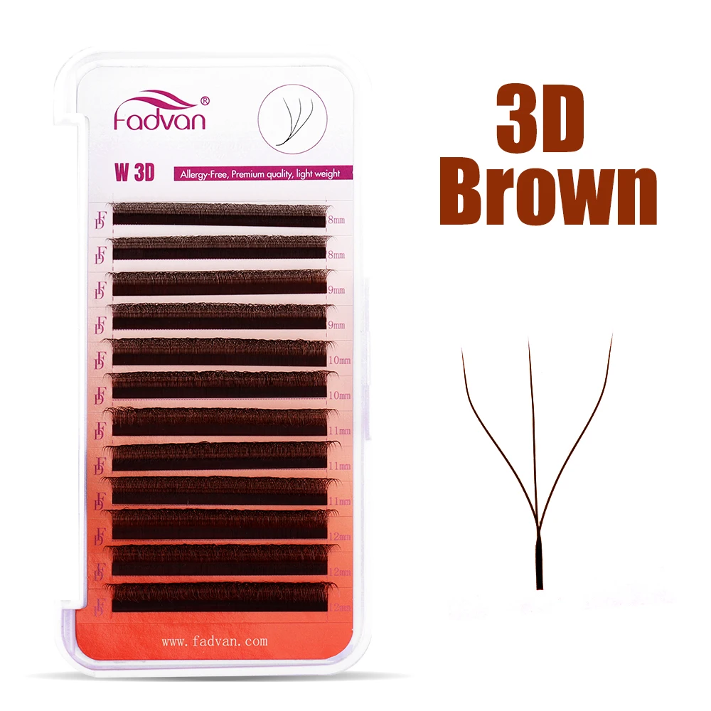 FADVAN Brown 3D/4D W Shape D C - Eyelash Extension Human Hair 评论和价格