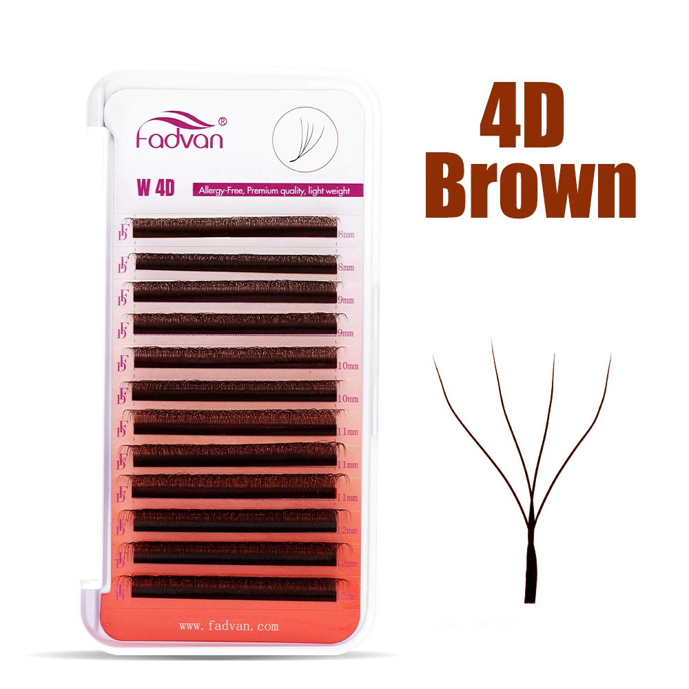 FADVAN Brown 3D/4D W Shape D C - Eyelash Extension Human Hair 评论和价格